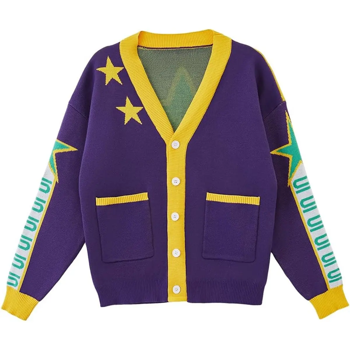 Men’s Jotaro Kujo Cosplay Costume Cardigan Halloween Sweater Jacket for Adult