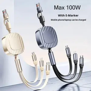 100W Fast Charging Type C Cable, Retractable USB C to USB C Cord, Super Fast Charging Data Line Compatible with Laptops, Tablets and All USB-C Devices