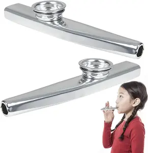 4.75" Metal Kazoo - Set of 3 - Fun Humming Musical Instrument for Kids and Adults - Durable Music Toys - Cool Birthday Favors, Party Noisemakers Supplies, Goody Bag Fillers