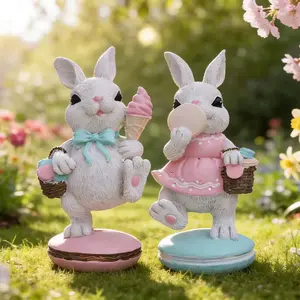 New Hot Selling Resin Macaron Cake Rabbit Decoration, Charming Resin Home and Office Figurine, Cute Decorative Piece for Windows, Decorative Figurines