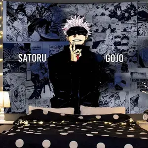 Hot Anime Tapestry Decor Gojo Cute Satoru Jujutsu Kaisen Background Cloth Dorm Decorative Wall Cloth Party Banners Home Decor erte
