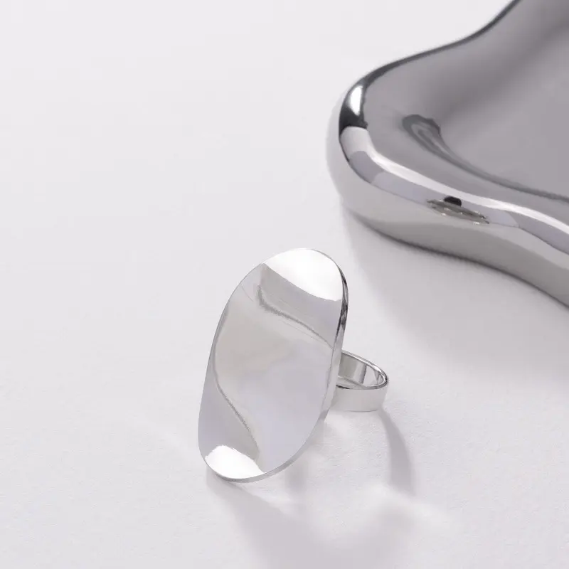 Gleam Rhodium Ring - Elegant Silver Tone Jewelry for Everyday Wear