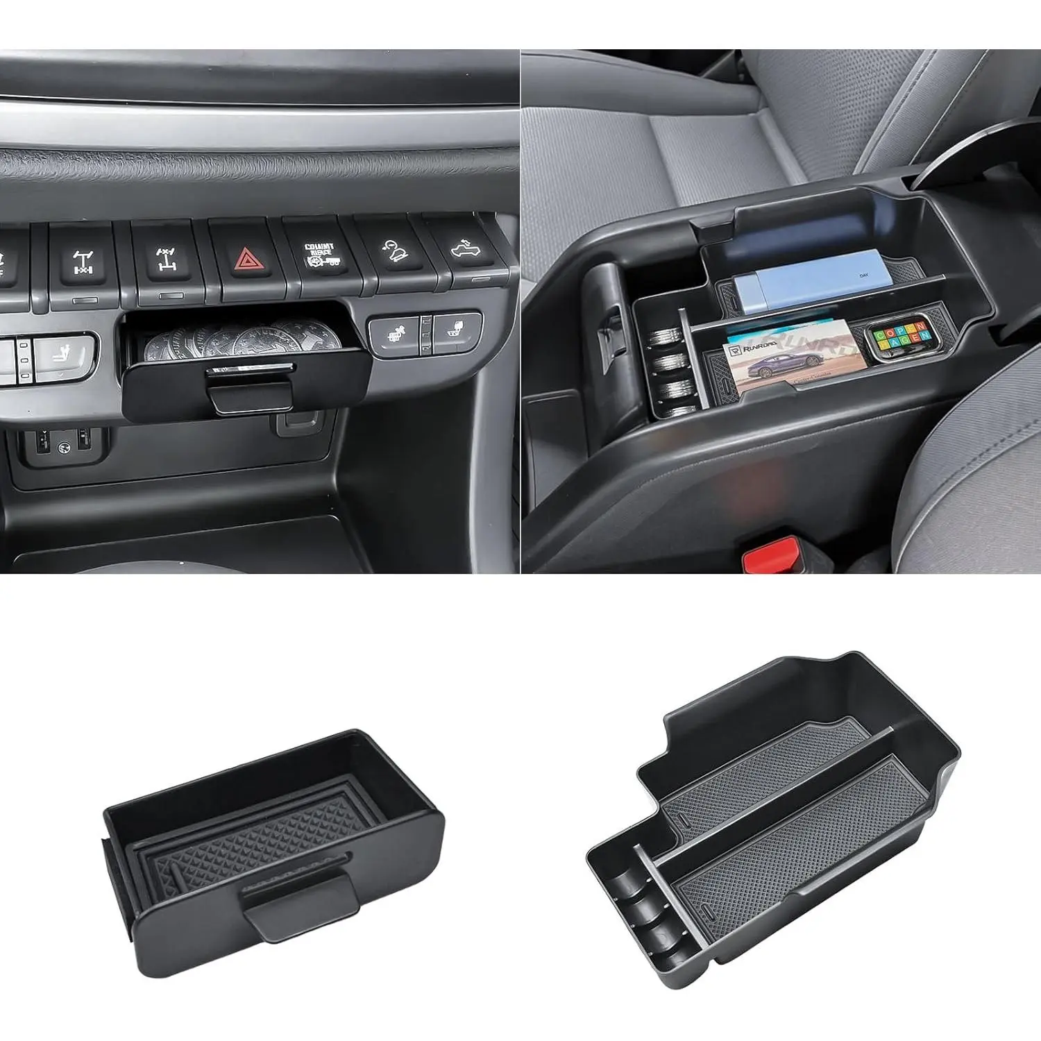 RUNROAD Plastic Car Center Console Organizer Tray with Latch Closure, Drawer Tray Insert for 2015-2022 Chevy/GMC Colorado/GMC Canyon, Z71 ZR2 Denali Interior Stowing Accessories