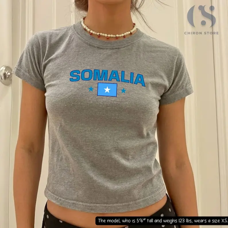 Somalia Baby Tee, Somali Pride Graphic Shirt, African Heritage Women's Top