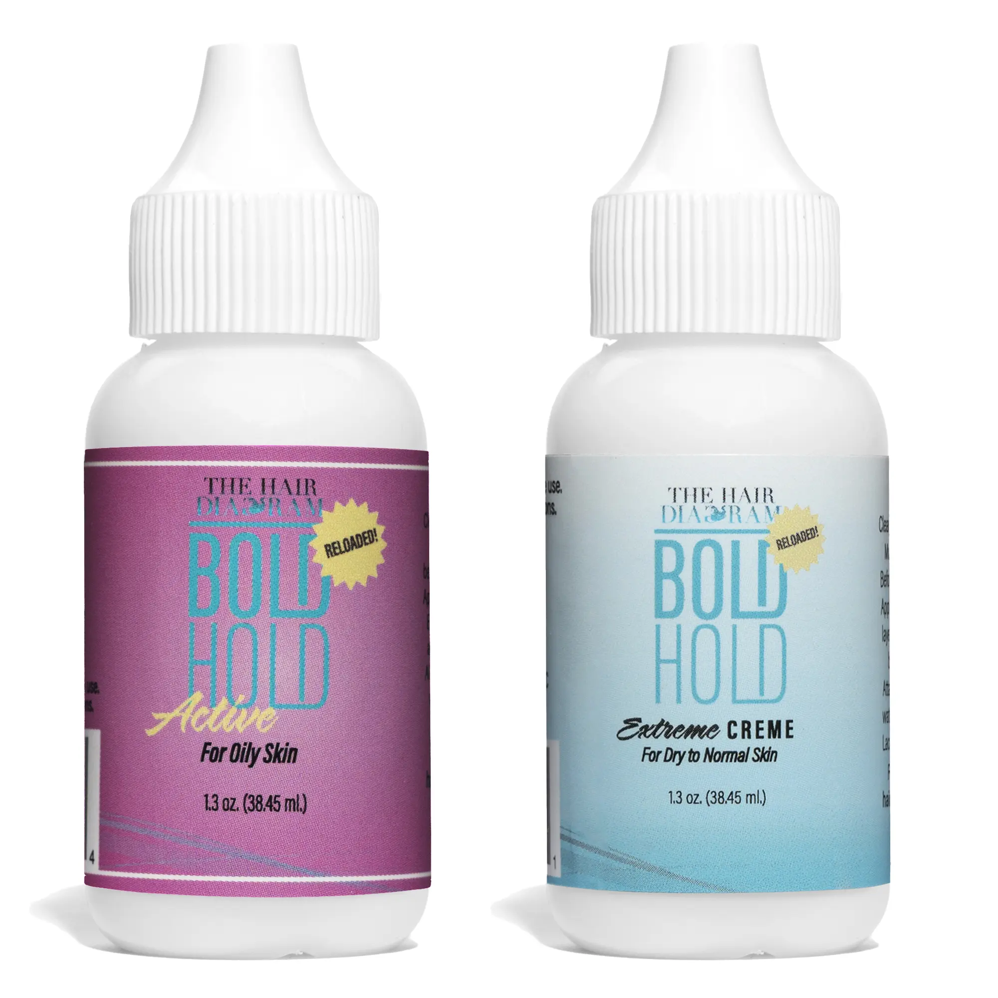 Bold Hold Active Reloaded & Extreme Creme Lace Wig Glue Bundle 1.3 oz Combo | Strong Wig Adhesive | The Hair Diagram