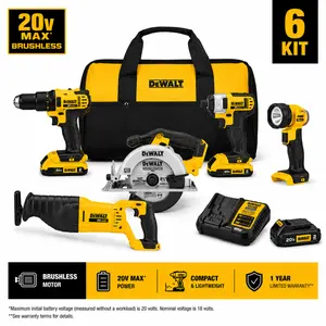 DEWALT DCK620D2 20V MAX 6 Tool Combo Kit Batteries Charger Bag