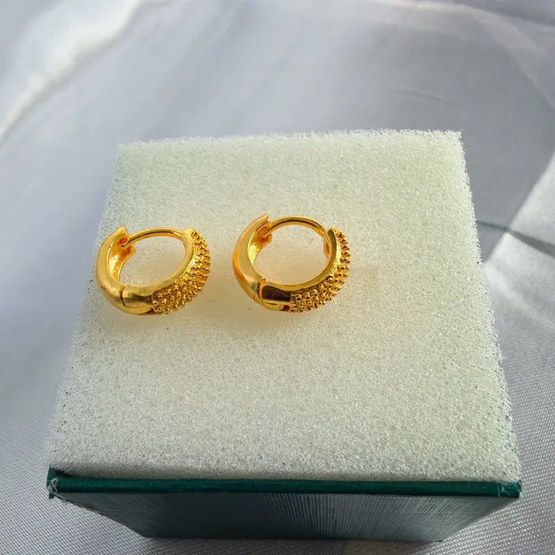 Gold Plated Dainty Hoop Earrings for Women, Minimalist Mini Design with an Etched Textured Surface for Everyday Wear, Earrings Hoops, Dainty Earrings