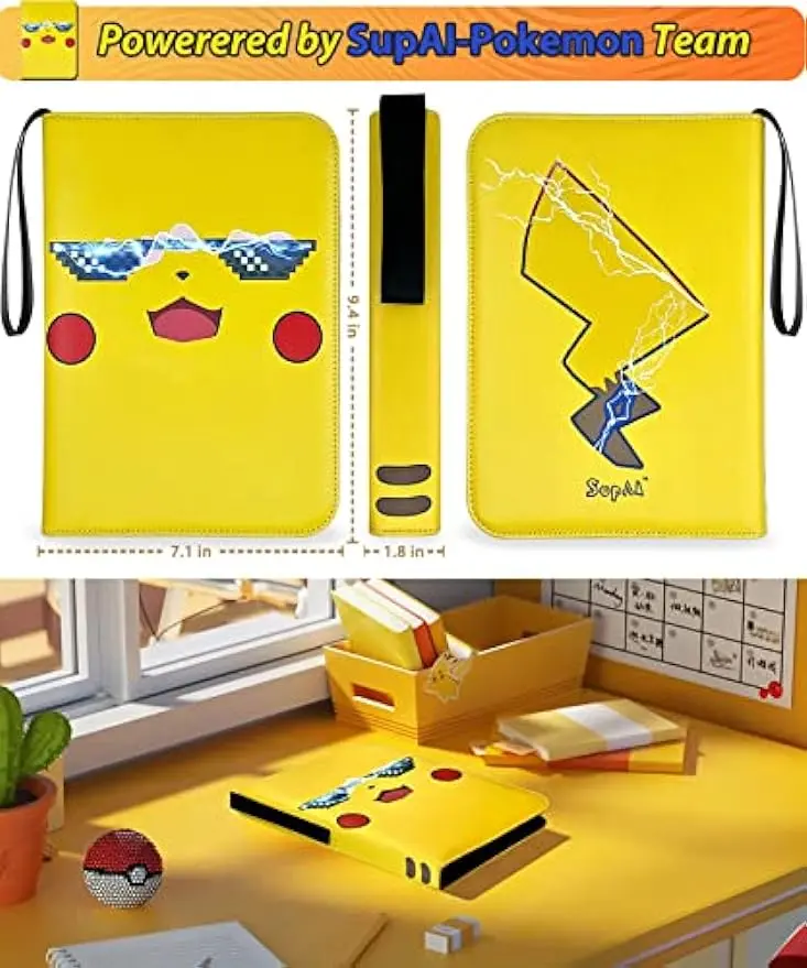 SupAI Binder for Pokemon Cards with Sleeves, Card Holder Binder for Trading  Cards, Holds Up to 440 Standard Size Cards, 55 Pcs 4-Pocket Pages Card  Binder Album with Zipper Carrying Case - TikTok Shop