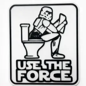 Funny Bathroom Sign | Use The Force Toilet Humor Decor | Nerdy Wall Art