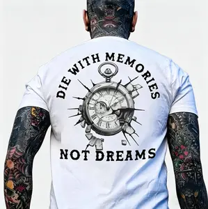 DIE WITH MEMORIES NOT DREAMS Broken Stopwatch Print Men's T-Shirt, Menswear Graphic Tee