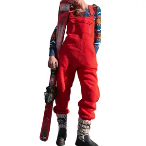 MELLOW MORNINGS Winter Warm Fleece Overalls Women's Casual Ski Bibs Pants with Pockets Below Ankle Long Sleeve