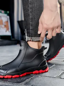 Men's Camouflage Waterproof Ankle Boots, Anti-Slip PVC Sole, All Season Round Toe Design, Ideal for Kitchen, Camping, Fishing, Water Sports, Riding Boots