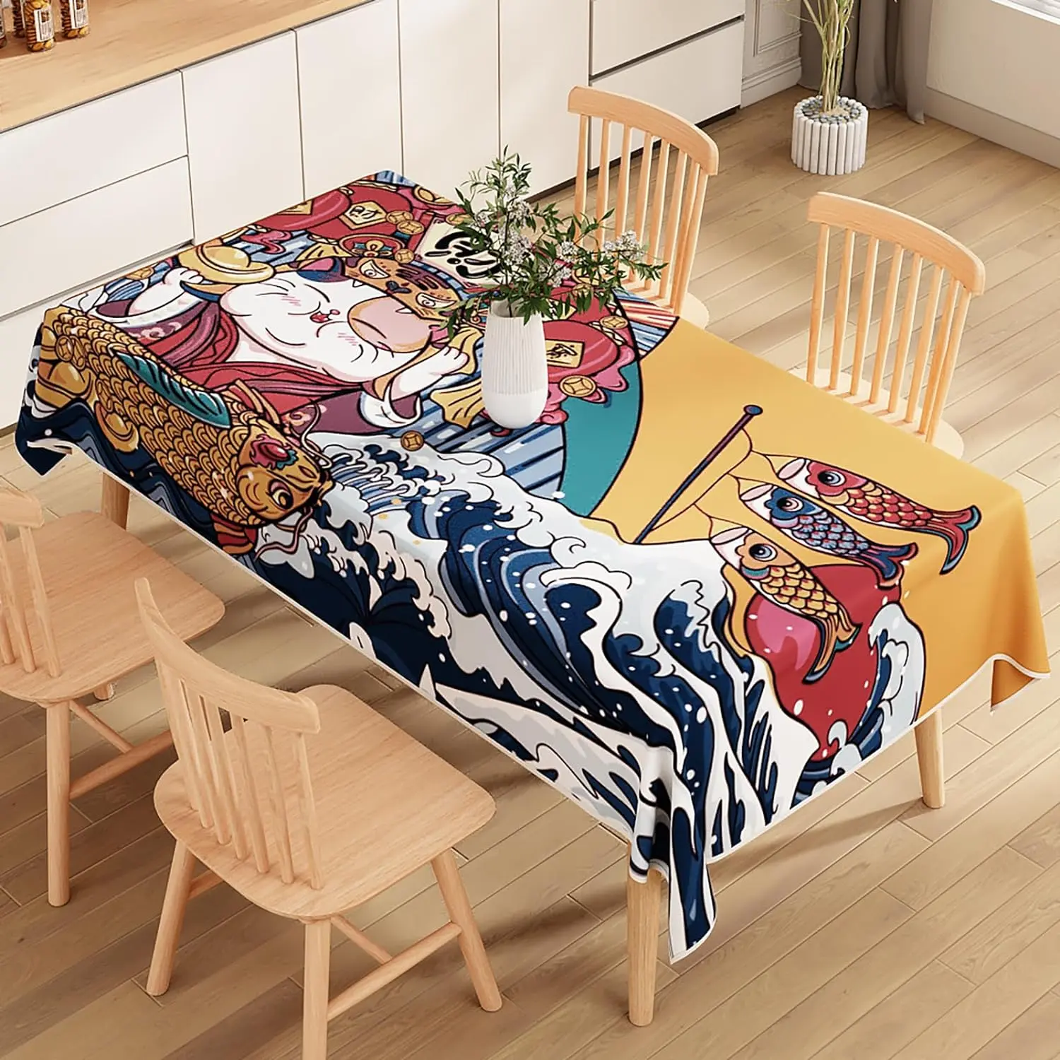 AzulHome Vibrant Animal Print Rectangle Tablecloth (55"x118" for 8-12 Seats) - Waterproof, Stainproof, Thick, Wrinkle Resistant, Breathable, Durable, Fade Resistant All-Seasons Modern Kitchen Linen, Ideal for Holiday Indoor Use & New Year Best Wishes
