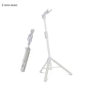 【Enya Guitar Stand】Adjustable White Guitar Holder with Auto-Open Hook, Rust-Proof Steel & Non-Slip Padding, Foldable Tri-Pod Design for Acoustic & Electric Guitars, 30"-39" Adjustable Height(EGS1), Christmas Gift, TikTokShopHolidayHaul