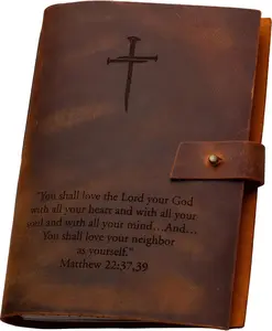 Personalized Christian Prayer Journal for Men & Women Engraved Leather Bible Study Journal with Scripture & Cross Refillable A5 Devotional Custom Notebook Faith Graduation and Gratitude Gift