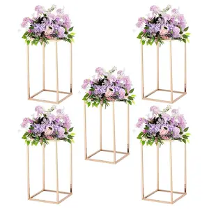 5pcs 15.7inch Wedding Centerpieces For Tables ,Gold Centerpieces,Tall Column Geometric Flower Vase for Birthday Party Event Table Decoration ,Home ,Graduation Party Decor,Floral Vase