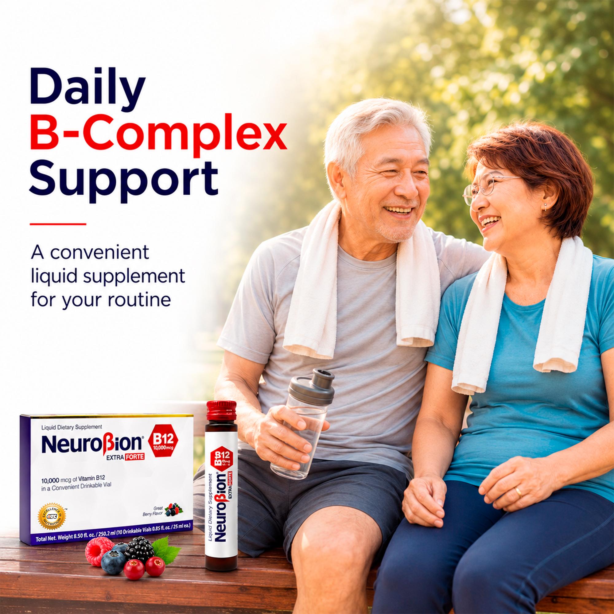 Neurobion Extra Forte B12 10,000 mcg Vials, Liquid - Extreme Powerful - 10 Vials per Box Energy B12 Supplement Methylcobalamin B12 Vitamin Complex