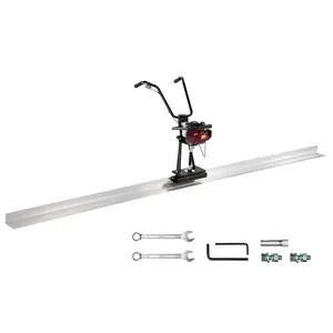 fathersdaygift VEVOR Concrete Power Screed, 4 ft Aluminum Board Straight Edge Bar Set, 4 Stroke Cement Finishing Vibrating Motor with Height Adjustable Handles, High Efficient Concrete Tool 6500RPM