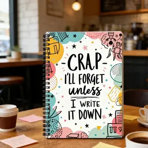 A colorful spiral notebook - "I'll forget the nonsense unless I write it down", with a vivid design, perfectly suitable for planning and keeping a diary. It's an ideal gift for friends and a daily planning notebook.