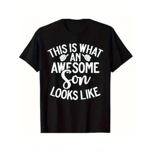 This Is a Great T-Shirt for Sons, Made of in Black with White Lettering And a Handprint Design. It Features a Casual Crew Neck And Short Sleeves, Making It an Ideal Gift for Dads, Moms, Or Friends. Available in Sizes S to XXXL Graphic Oversized