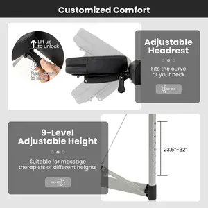 COSTWAY - 84 Inches Professional Massage Lash Bed with Carrying Bag-Black