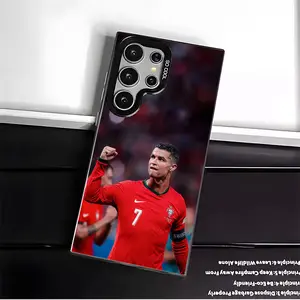 Casing For SAMSUNG GALAXY S22 S23 S24 FE ULTRA Ronaldo Black Silver Stylish Acrylic Shockproof Protection Anti-Drop Phone Cases Shell Cover football Cellphone Smartphone