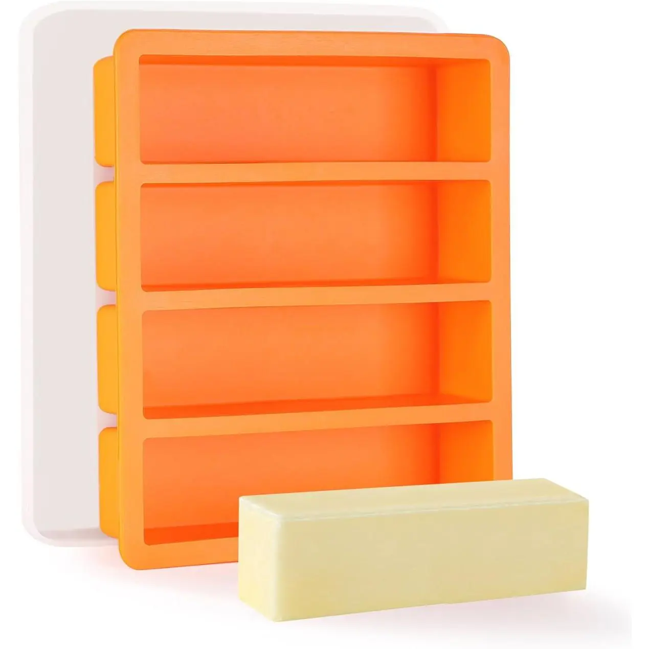 Silicone Butter Mold Tray with Lids - Non-Stick Reusable Chocolate & Silicone Baking Mold (1 Pack, Stylish Orange Color), Reusable Chocolate Mold