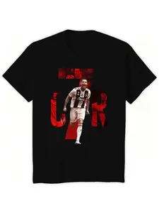 Younv Cr7 Commemorative Tee, Soft Fabric & Casual Fit, Perfect for All Seasons, Asymmetrical Design, No Zipper, Buttonless