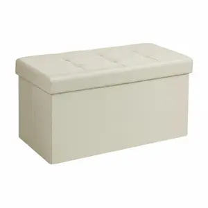 30in Foldable Storage Ottoman Bench with Padded Seat, 660lbs Capacity End of Bed Bench Foot Rest Stool, Hidden Storage Compartment Ottoman for Living Room Bedroom Entryway, Gray Linen