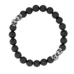 The Naples Bracelet - Black Beaded Bracelet with Decorative Elements, Circular Design, Elegant and Stylish Accessory