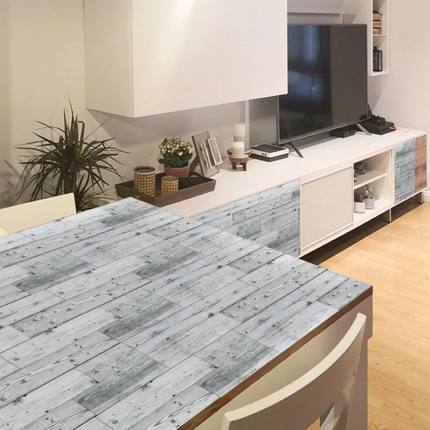 Wood Grain Pattern Floor Sticker, Self-Adhesive Floor Sticker, Waterproof & Anti Slip Decorative Sticker for Home Living Room Bedroom Office, Ornaments