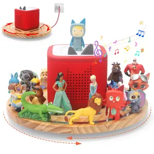 Wooden Rotating Turntable Shelf for Toniebox 2, Magnetic Display Organiser Holds 10–20 Tonie Figures, Creative Storage Rack for Collection, Not a Toy