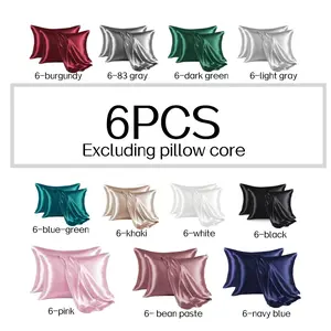 6pcs Pure Color Satin Bed Pillowcases, Soft Envelope Closure Pillow Covers for Bedroom, Luxury Bedding Essentials