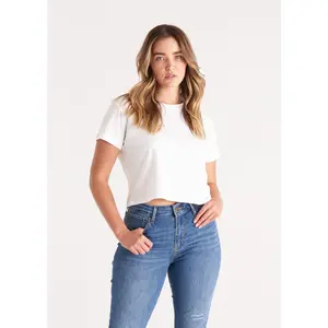 The Crop Top T-Shirt in True White for Women Casual Cotton