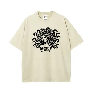 Medusa Resist Shirt Oversize Unisex Washed T-Shirt for Women and Men's Unisex Fit Batik Cotton Oversize Streetwear Menswear  Super Soft Pre-Shrunk