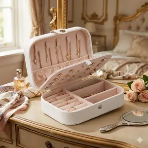 Portable Travel Jewelry Organizer: Leather Multi-Layer Earring Holder, Foldable Storage for Rings, Necklaces, Pendants, Bracelets, Jewelry Display Case, Compact Storage Bag for Accessories.