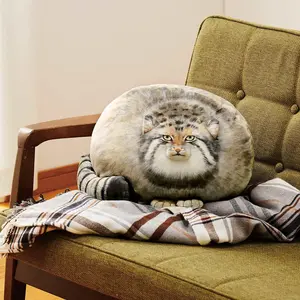 Manul Cat Plush Pillow, Super Soft Cute Pallas's Cat Stuffed Animal Doll, Huggable Comfort Cushion for Bed, Sofa, Car and Home Decor