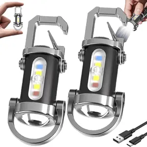 Mini Rechargeable Keychain Flashlight(2 PCS) – Super Bright 7-Mode Pocket Light for Everyday Use & Outdoor Trips | Perfect Boyfriend Gift Basket Idea