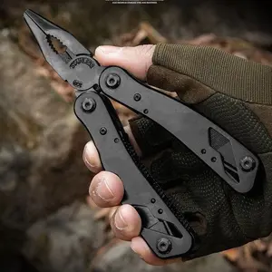 Multi - Function Stainless Steel Black Oxide Folding Pliers Screwdriver Set Telescopic Outdoor Emergency Tool