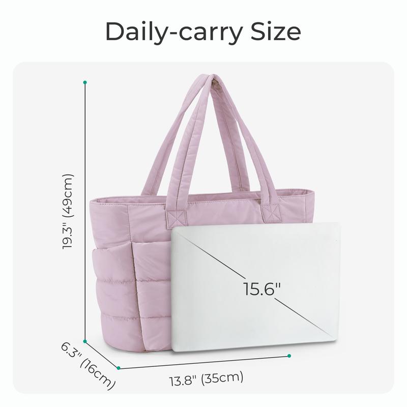 BAGSMART Lightweight Puffy Tote Bag with Compartments for Women, Quilted Shoulder Bag Handbag for Travel and Work Handbag for Travel and Work TikTokShopHolidayHaul