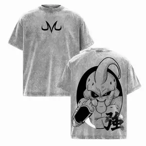 Majin Buu Vintage Washed T-Shirt - Iconic DBZ Anime Graphic Shirt for Fans, Premium Heavyweight Streetwear Tee, Cool Manga Top, Perfect Gift for Anime Lovers 5BN