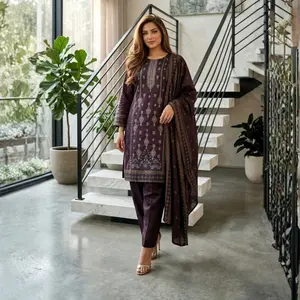 R-27 3 Pc Embroidered Cotton Dress by Rivaaj Ethnic Elegance