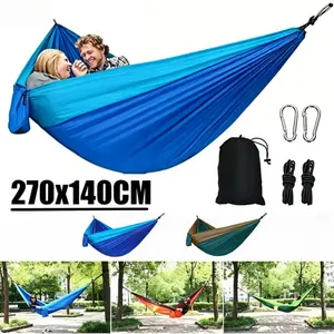 Outdoor Hammock Portable Camping Hammock Double Parachute Fabric Lightweight Foldable Travel Hammock for Backyard Garden Hiking Outdoor Leisure