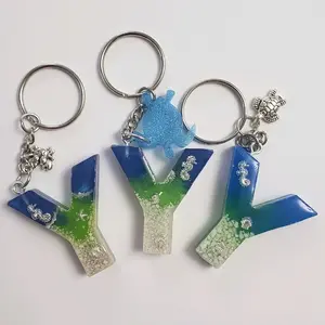 Beach Theme Resin Keychain Initial Letter "Y"