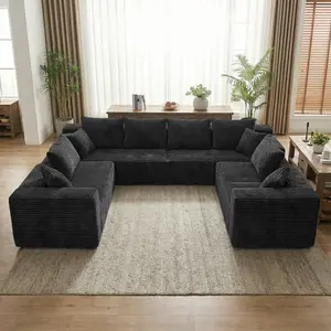 Oversized U Shaped Sectional Couches, 8 Seater Modular Boneless Cloud Sofa with Chaise Lounges, 4-in-1 Flexible Combination Deep Seat Corner Large Couch,No Assembly for Living Room