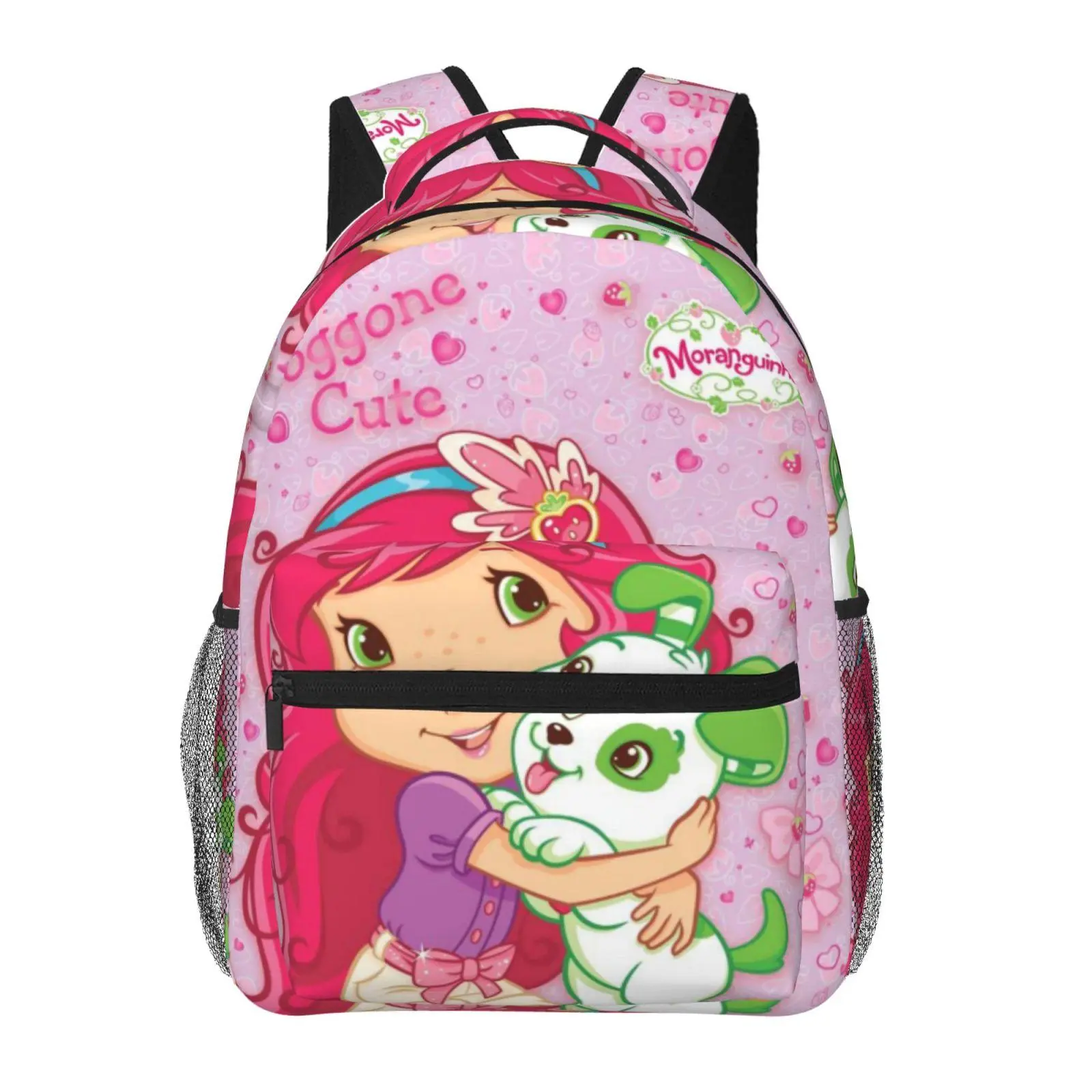 Kids’ Strawberry Shortcake backpacks for school—large capacity, all-over print; Strawberry Shortcake laptop daypacks for daily campus use; durable, lightweight Strawberry Shortcake school bags for teens and students