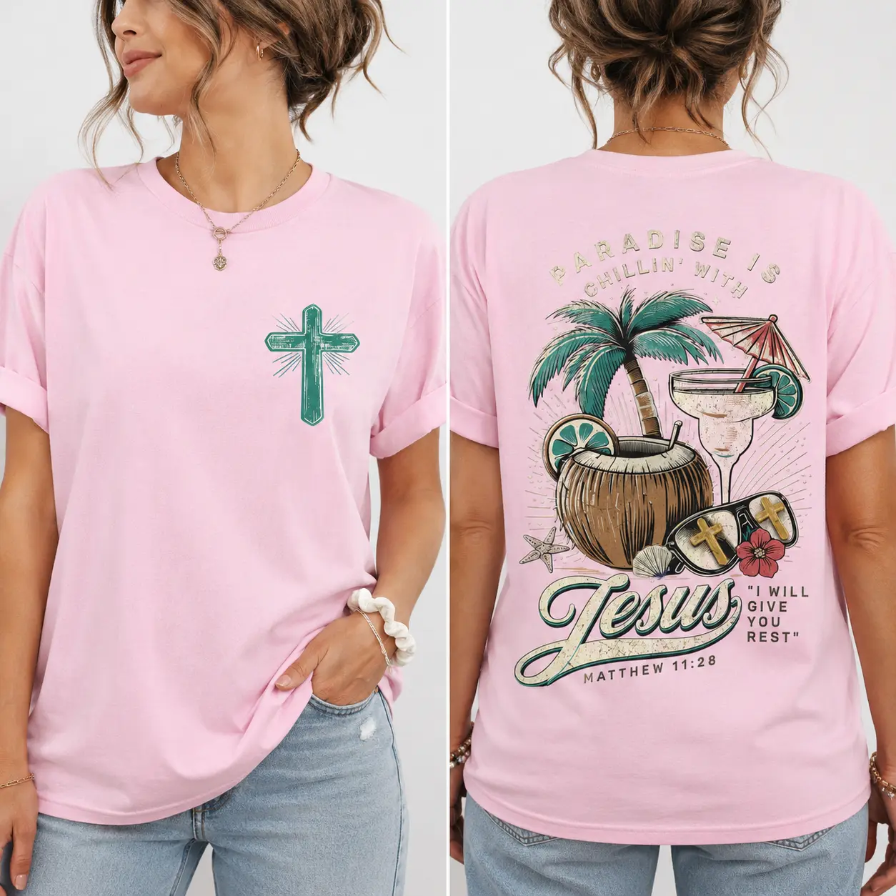 Comfort Colors Women's T-Shirt, Casual Inspirational Bible Verse Graphic Print, Comfortable 100% Cotton, Soft Breathable Fabric