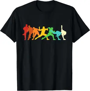 Retro Baseball Pitcher Summer Casual Shortsleeve Cotton T-Shirt