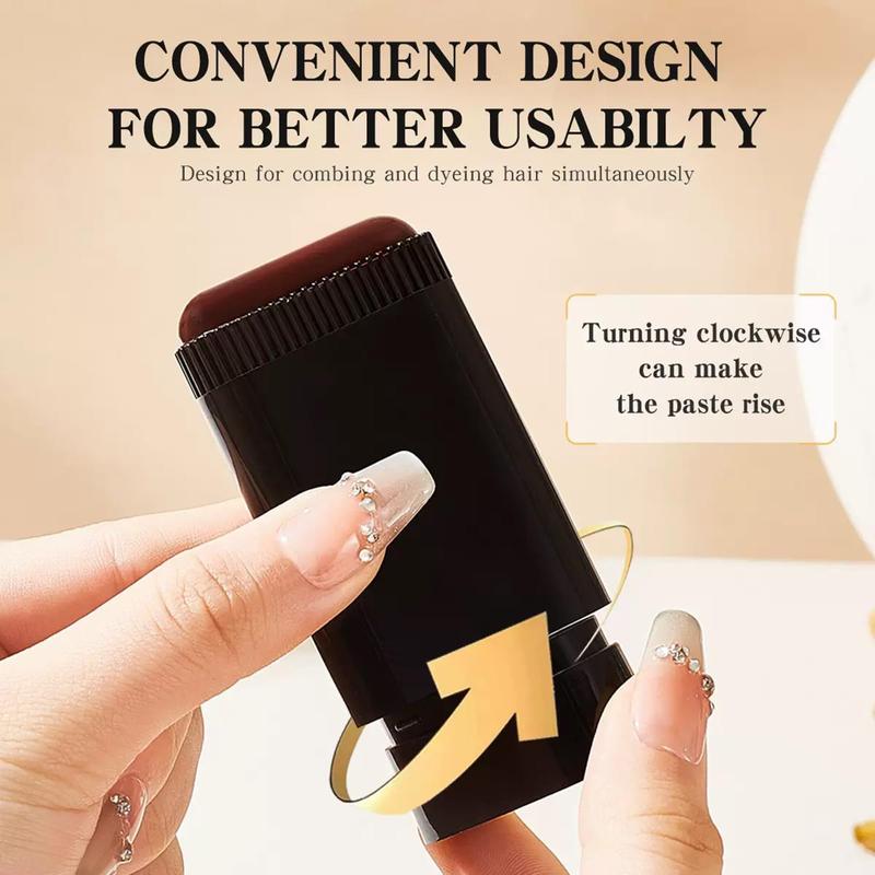 Hair Color Stick,Safe Convenient Comb Hair Dye Cream,Black Portable Hair Colouring,2-in-1 Color Correction Stick with Comb to Cover Gray and White Hair(three color, Black&Dark tea&Chestnut brown)