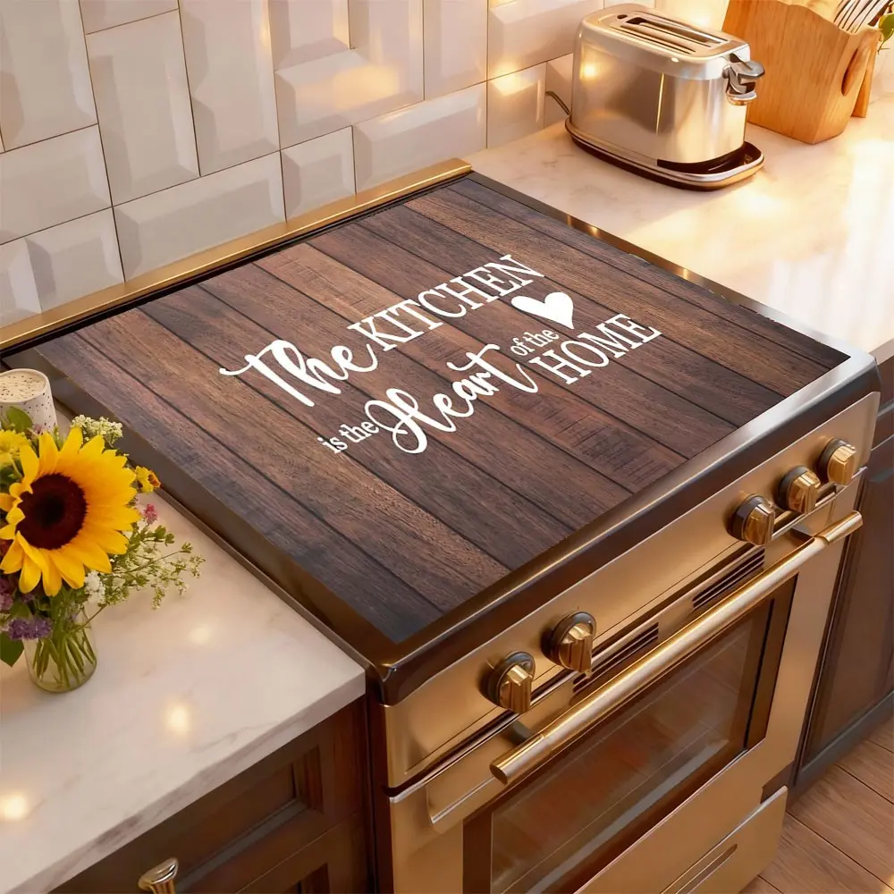 Soft Electric Stove Cover Cook Top Panel Protector Pad,Vintage Wood Grain Design, Scratch Resistant, Easy to Clean, Multi-Purpose Kitchen Protector, Summer Gift, Home